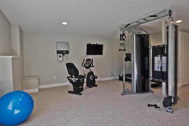 6 D St, Bridgton, ME 04009 - workout room with baseboards, carpet floors, and recessed lighting