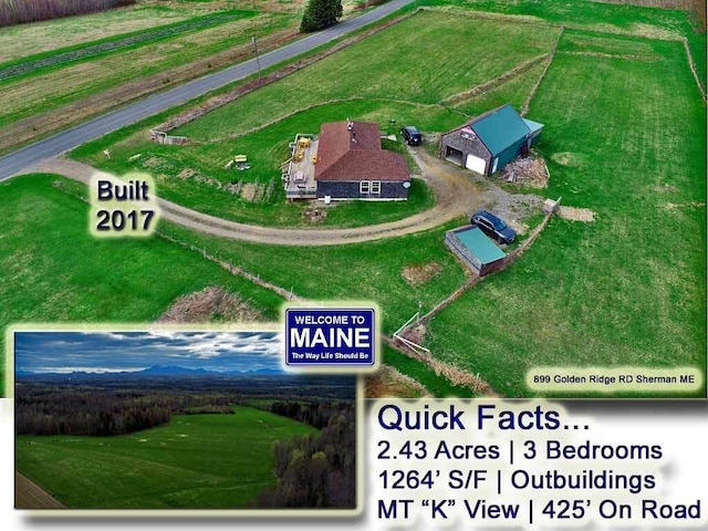 899 Golden Ridge Rd, Sherman, ME 04476 - aerial view of sparsely populated area