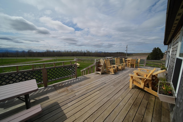 899 Golden Ridge Rd, Sherman, ME 04476 - wooden deck featuring a rural view