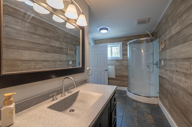 46 Silver Rdg, Veazie, ME 04401 - full bathroom featuring a shower stall, baseboards, and vanity