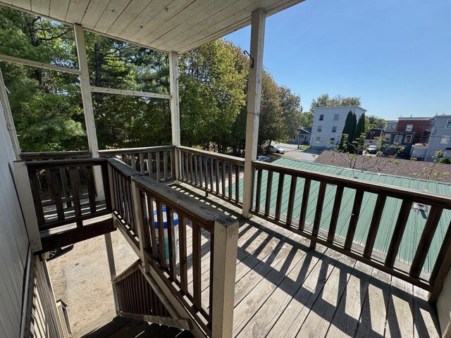 932 Lisbon St, Lewiston, ME 04240 - wooden terrace featuring a residential view