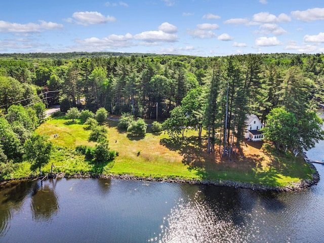112 Buker Rd, Litchfield, ME 04350 - view from above of property featuring a heavily wooded area and a large body of water
