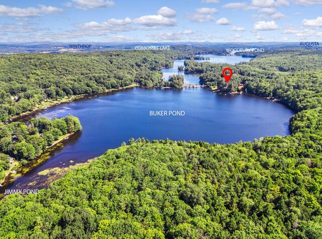 112 Buker Rd, Litchfield, ME 04350 - bird's eye view of a forest and a large body of water