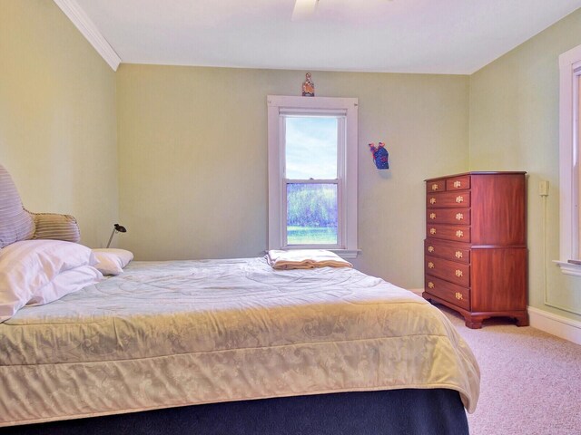 112 Buker Rd, Litchfield, ME 04350 - bedroom with carpet floors and ceiling fan