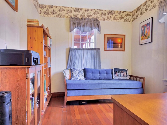112 Buker Rd, Litchfield, ME 04350 - living area featuring hardwood / wood-style flooring and baseboards