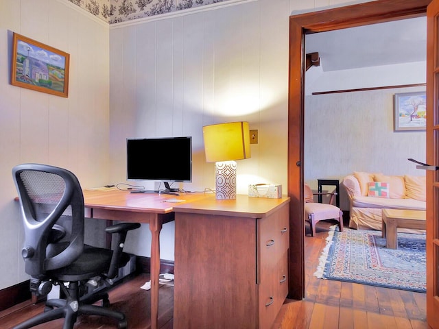 112 Buker Rd, Litchfield, ME 04350 - home office featuring hardwood / wood-style floors