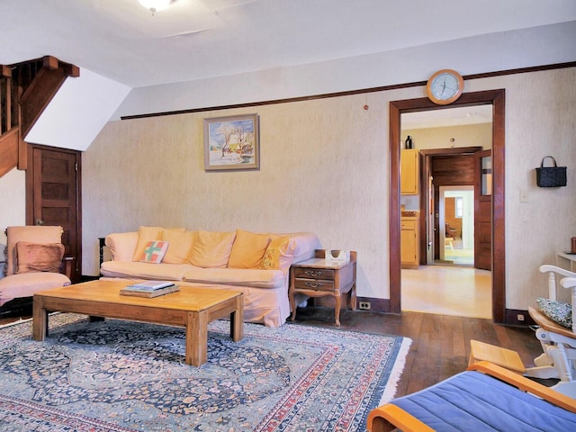 112 Buker Rd, Litchfield, ME 04350 - living area featuring hardwood / wood-style flooring and baseboards