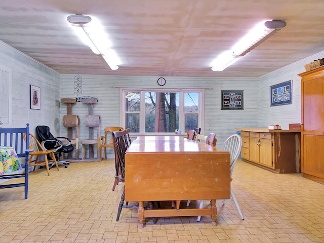 112 Buker Rd, Litchfield, ME 04350 - dining area with brick patterned floors