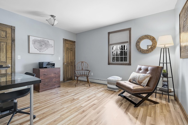 16 Gin Mill Ln, Windham, ME 04062 - office featuring a baseboard radiator, light wood finished floors, and baseboards