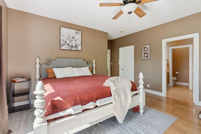 76 Asbury Ln, Acton, ME 04001 - bedroom with light wood-type flooring, baseboards, and ceiling fan