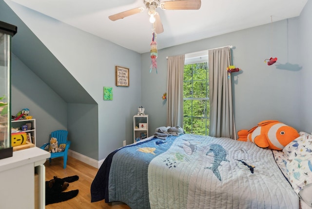 76 Asbury Ln, Acton, ME 04001 - bedroom featuring light wood-type flooring, baseboards, and ceiling fan