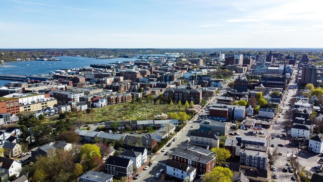 57 Mountfort St, Portland, ME 04101 - aerial overview of property's location featuring nearby urban area and a nearby body of water