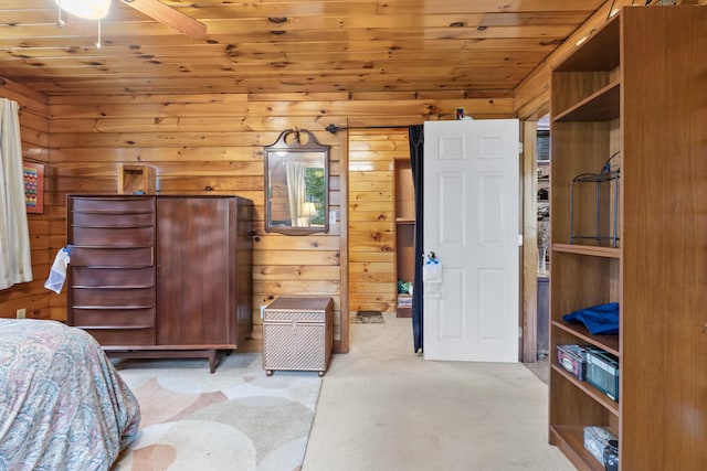 35 Burnt Mill Rd Unit B, Wells, ME 04090 - carpeted bedroom with wood ceiling and wooden walls