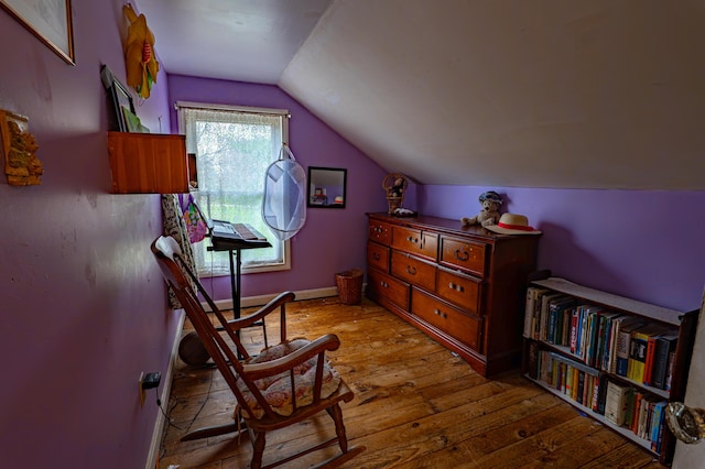 40 Merrow Rd, Auburn, ME 04210 - sitting room featuring vaulted ceiling and hardwood / wood-style flooring