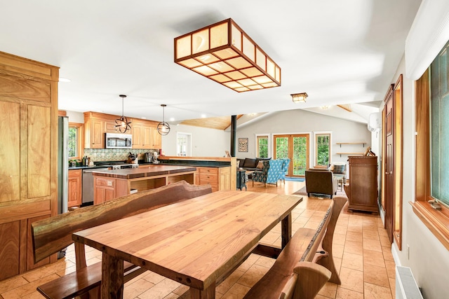 43 Creek Xing, Eliot, ME 03903 - dining area featuring vaulted ceiling and radiator heating unit