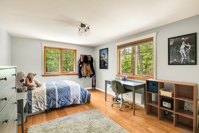 43 Creek Xing, Eliot, ME 03903 - bedroom featuring multiple windows, wood finished floors, baseboards, and radiator heating unit