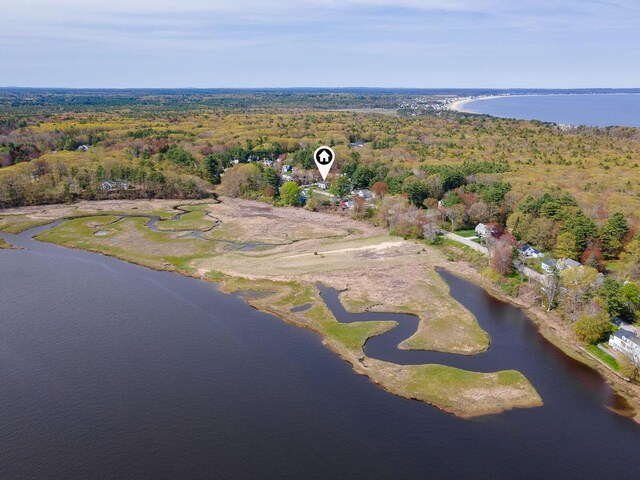 456 Ferry Rd, Saco, ME 04072 - aerial view of property's location with a large body of water and a heavily wooded area