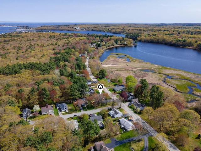 456 Ferry Rd, Saco, ME 04072 - aerial view of property and surrounding area featuring a large body of water and a heavily wooded area