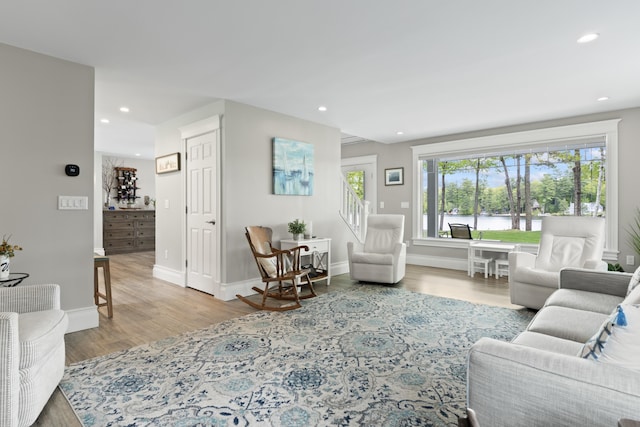 7 Passby Point Rd, Windham, ME 04062 - living room featuring wood finished floors, recessed lighting, and baseboards