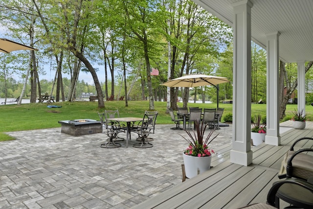 7 Passby Point Rd, Windham, ME 04062 - view of patio featuring an outdoor fire pit and outdoor dining area