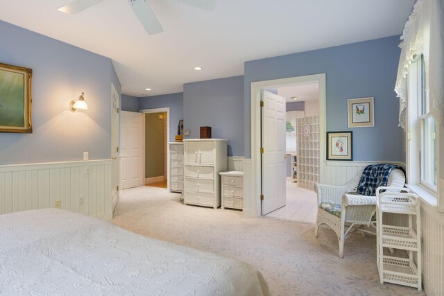 356 Brixham Rd, Eliot, ME 03903 - carpeted bedroom with wainscoting and ceiling fan