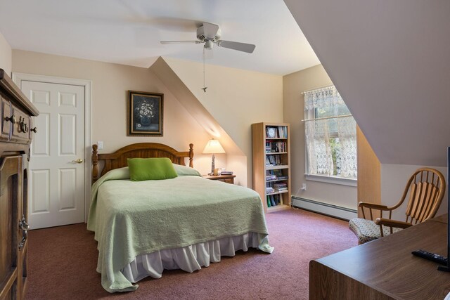 356 Brixham Rd, Eliot, ME 03903 - carpeted bedroom featuring a baseboard heating unit and a ceiling fan