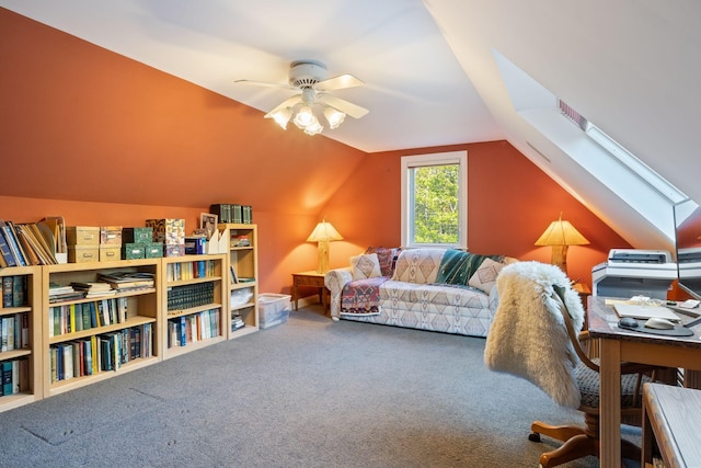 356 Brixham Rd, Eliot, ME 03903 - office space featuring carpet flooring, a ceiling fan, and lofted ceiling