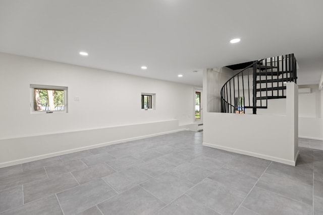 5 Zakelo Island Rd, Harrison, ME 04040 - tiled spare room with recessed lighting, stairs, and baseboards
