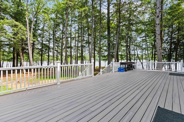 5 Zakelo Island Rd, Harrison, ME 04040 - wooden terrace with view of scattered trees