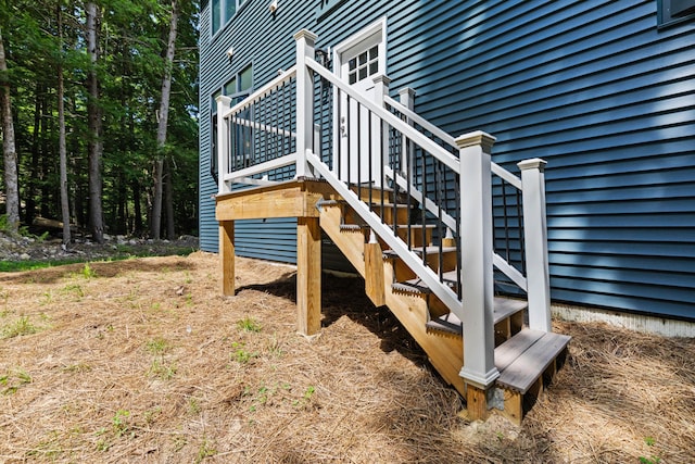 5 Zakelo Island Rd, Harrison, ME 04040 - view of home's exterior with a wooden deck and stairway