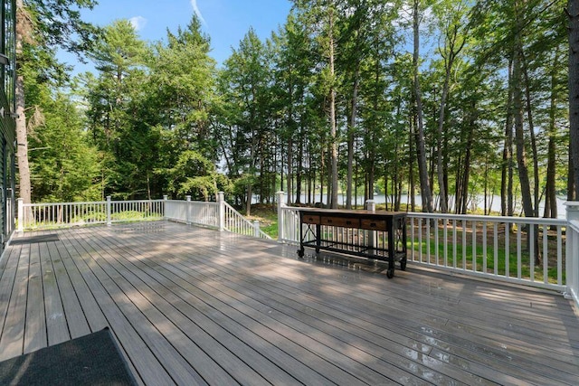 5 Zakelo Island Rd, Harrison, ME 04040 - wooden deck featuring view of scattered trees