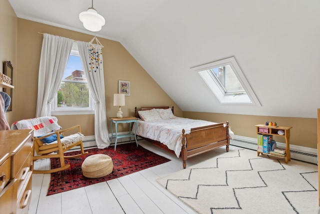 377 Cumberland Ave, Portland, ME 04101 - bedroom featuring a skylight, lofted ceiling, and light wood-type flooring