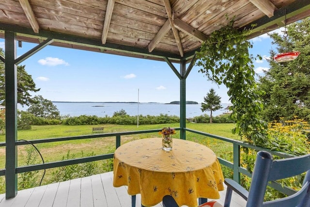 13 Bustins Is, Freeport, ME 04032 - wooden deck featuring a water view and a yard