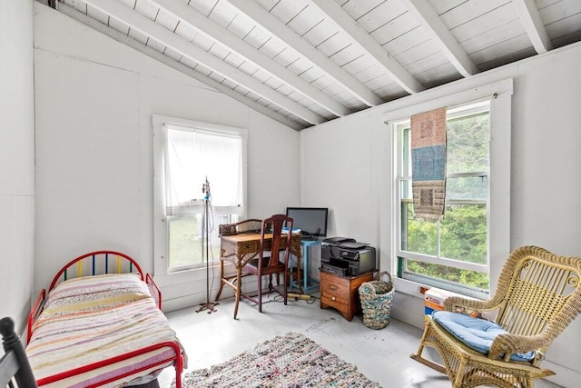 13 Bustins Is, Freeport, ME 04032 - home office featuring concrete floors and wooden ceiling