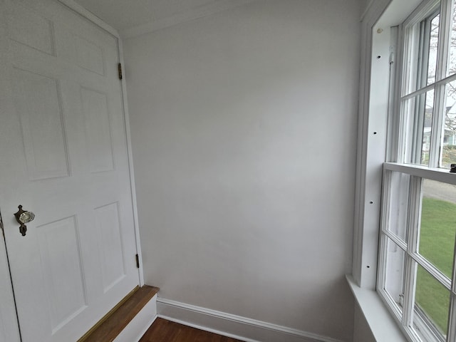 22 Summer St, Lubec, ME 04652 - spare room featuring baseboards and dark wood finished floors