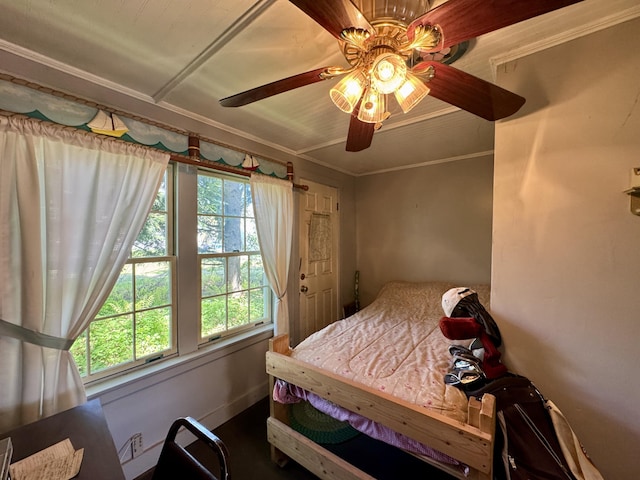 4 Main St, Saint Albans, ME 04971 - bedroom featuring a ceiling fan and crown molding