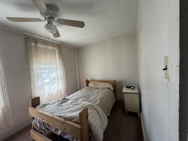 4 Main St, Saint Albans, ME 04971 - carpeted bedroom featuring baseboards, crown molding, and ceiling fan