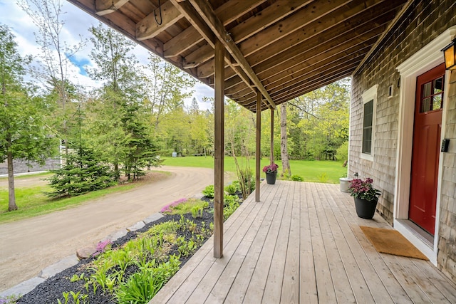 603 S Freedom Rd, Albion, ME 04910 - wooden deck with a yard