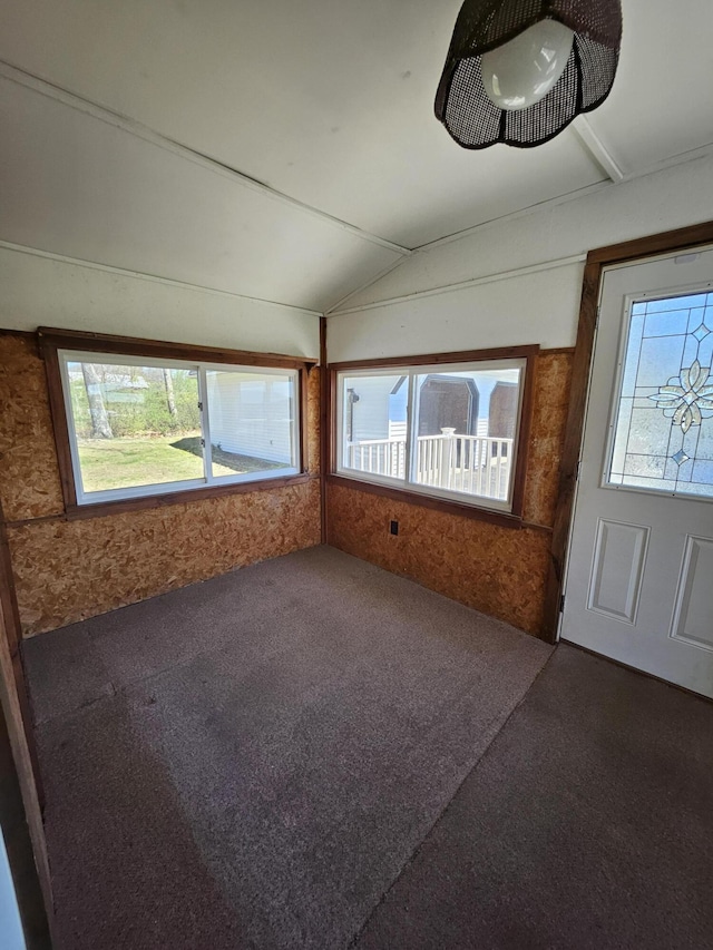 1377 Pushaw Rd, Glenburn, ME 04401 - unfurnished sunroom featuring lofted ceiling and healthy amount of natural light