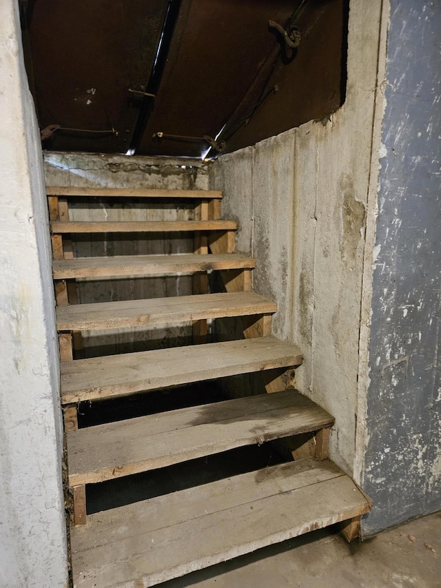 1377 Pushaw Rd, Glenburn, ME 04401 - stairway featuring concrete floors