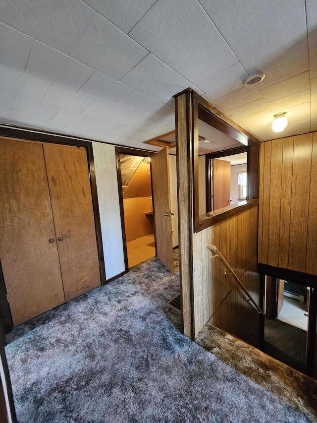 1377 Pushaw Rd, Glenburn, ME 04401 - finished basement with carpet floors and wood walls