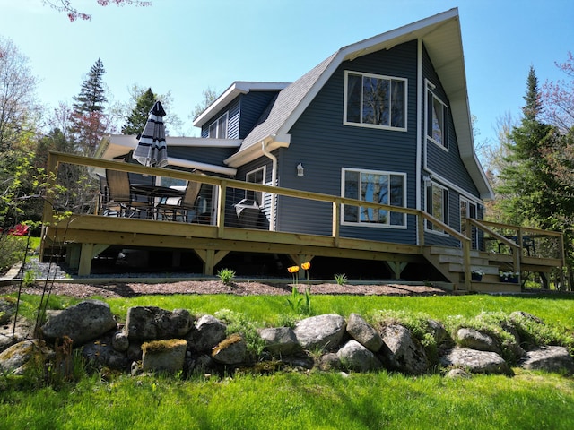 11 Beethoven Ln, Enfield, ME 04493 - rear view of house featuring a wooden deck
