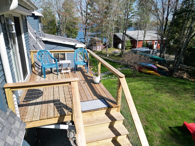 11 Beethoven Ln, Enfield, ME 04493 - wooden deck with a yard