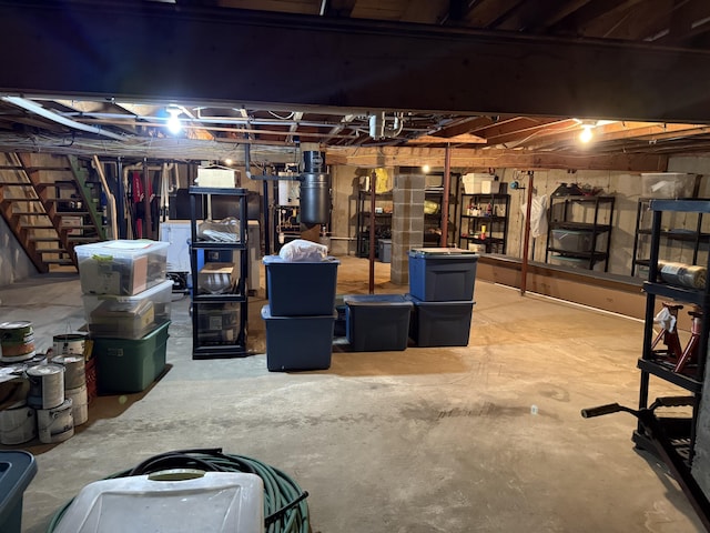 11 Beethoven Ln, Enfield, ME 04493 - unfinished basement with stairway