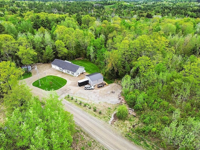 38 Deer Ridge Ln, Windsor, ME 04363 - aerial view of property and surrounding area featuring a heavily wooded area