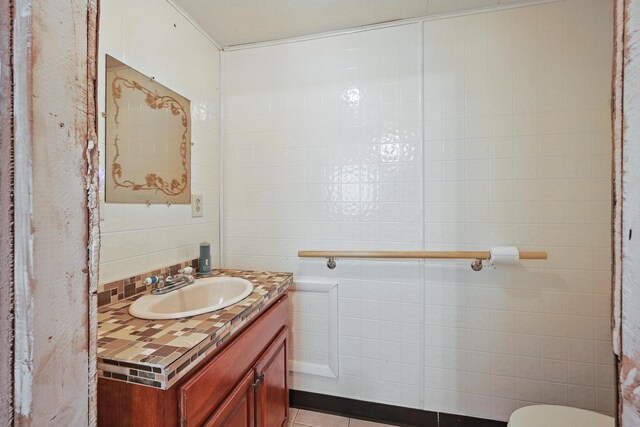 5 Skyline Dr, Chelsea, ME 04330 - bathroom with vanity, toilet, and tile patterned floors