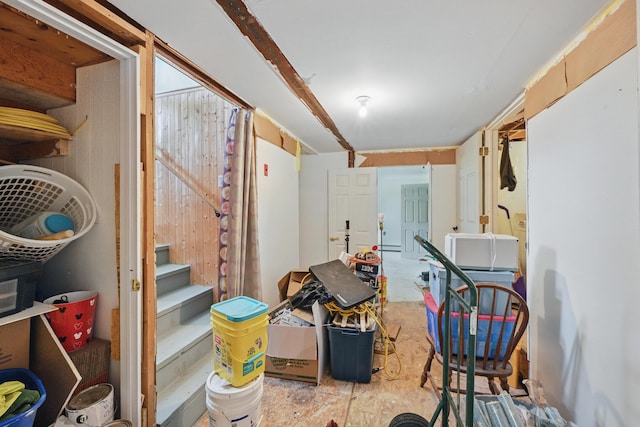5 Skyline Dr, Chelsea, ME 04330 - below grade area featuring stairs