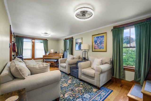 148 Water St, Randolph, ME 04346 - living room featuring healthy amount of natural light, light wood-style flooring, and ornamental molding