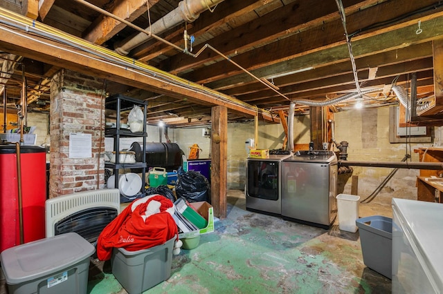 148 Water St, Randolph, ME 04346 - unfinished below grade area with washer and clothes dryer, heating fuel, and refrigerator