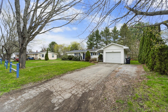 42 Sugarloaf Ln, Bangor, ME 04401 - ranch-style home with an attached garage, driveway, and a front lawn